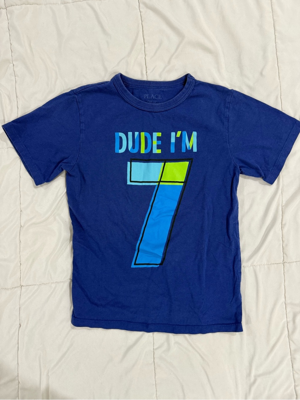 The Children's Place Navy "Dude I'm 7" Graphic Tee